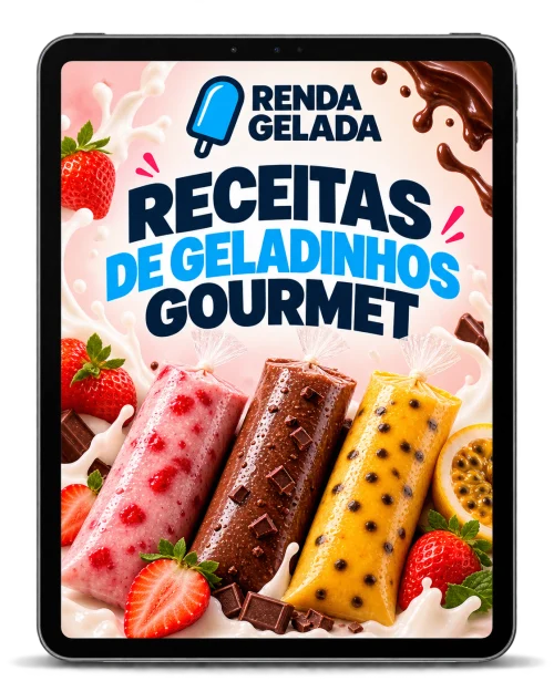Tablet com o livro de receitas de geladinhos gourmet